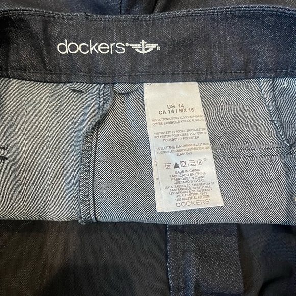 Dockers Women Dark Denim Hello Smooth Belted Capri Cropped Pant Size 14 - Picture 10 of 11